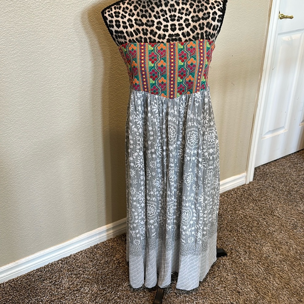 Women’s boho dress, sleeveless, Owls Peace and Love, size L